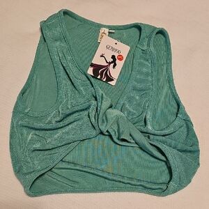 Women's Teal Twist Crop Top
